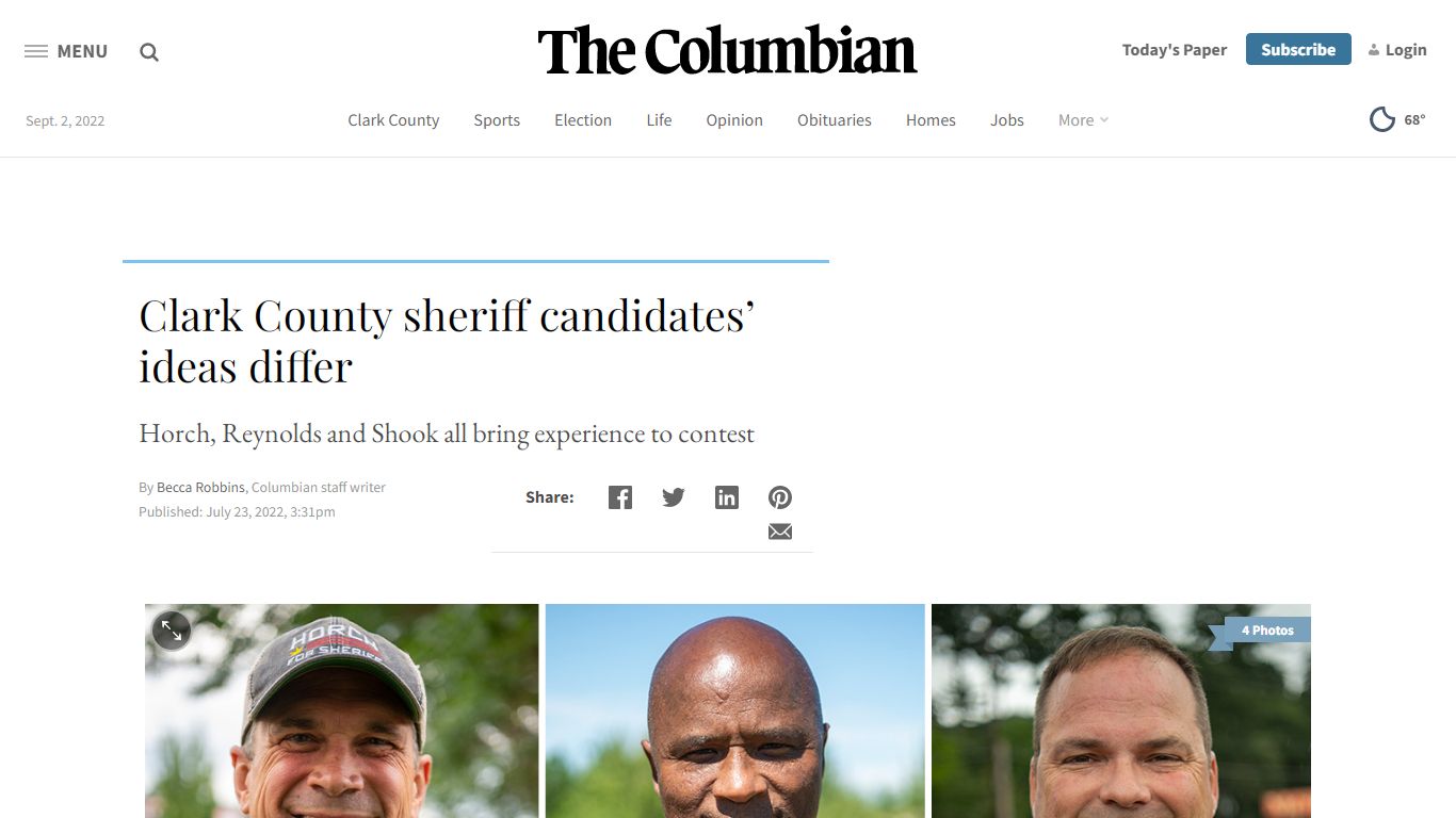 Clark County sheriff candidates’ ideas differ - The Columbian